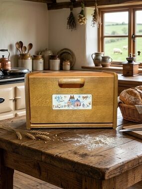 Rare Vintage International Heartland
Wood Bread Box Rustic Farmhouse
Folk Art